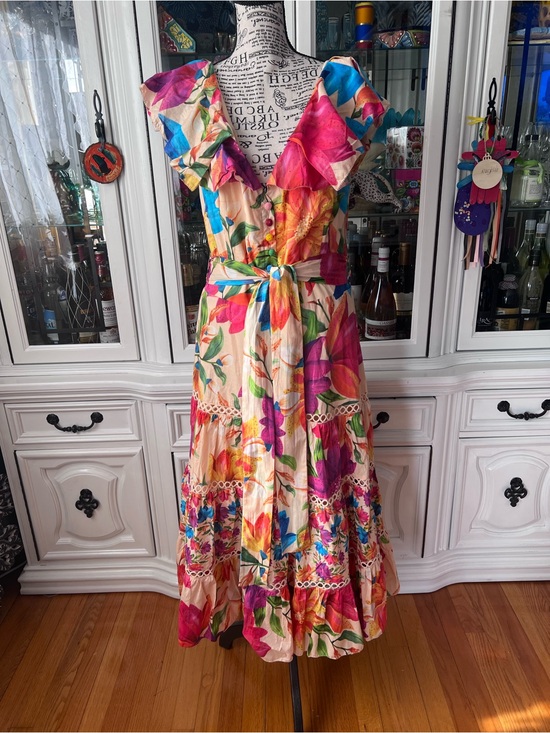 FARM Rio Dresses & Skirts - FARM Rio Multicolor Floral Ruffle Midi Dress L